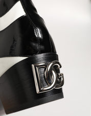 Black White Zebra Over The Calf Boots Shoes