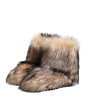 Brown Faux Skim Ski Fur Men Short Boots Shoes