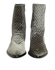 Gray Cotton Velvet Mid Calf Short Boots Shoes