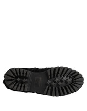 Dolce & Gabbana Black Leather Fur Dress Slippers