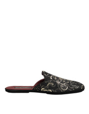 Svarta blommiga jacquard-slippers