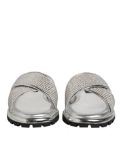 Silver Strass Slides Flats Slippers Shoes