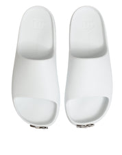 White Logo Slides Sandals Men Beachwear Shoes