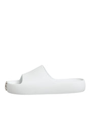 White Logo Slides Sandals Men Beachwear Shoes