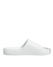 White Logo Slides Sandals Men Beachwear Shoes