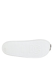 White Logo Slides Sandals Men Beachwear Shoes