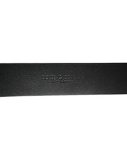 Black Silver Pebbled Texture Leather Buckle Men Belt