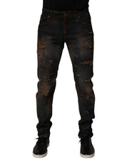 Black Cotton Skinny Tattered Men Denim Jeans