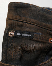 Black Cotton Skinny Tattered Men Denim Jeans