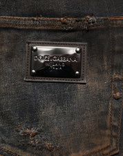 Black Cotton Skinny Tattered Men Denim Jeans
