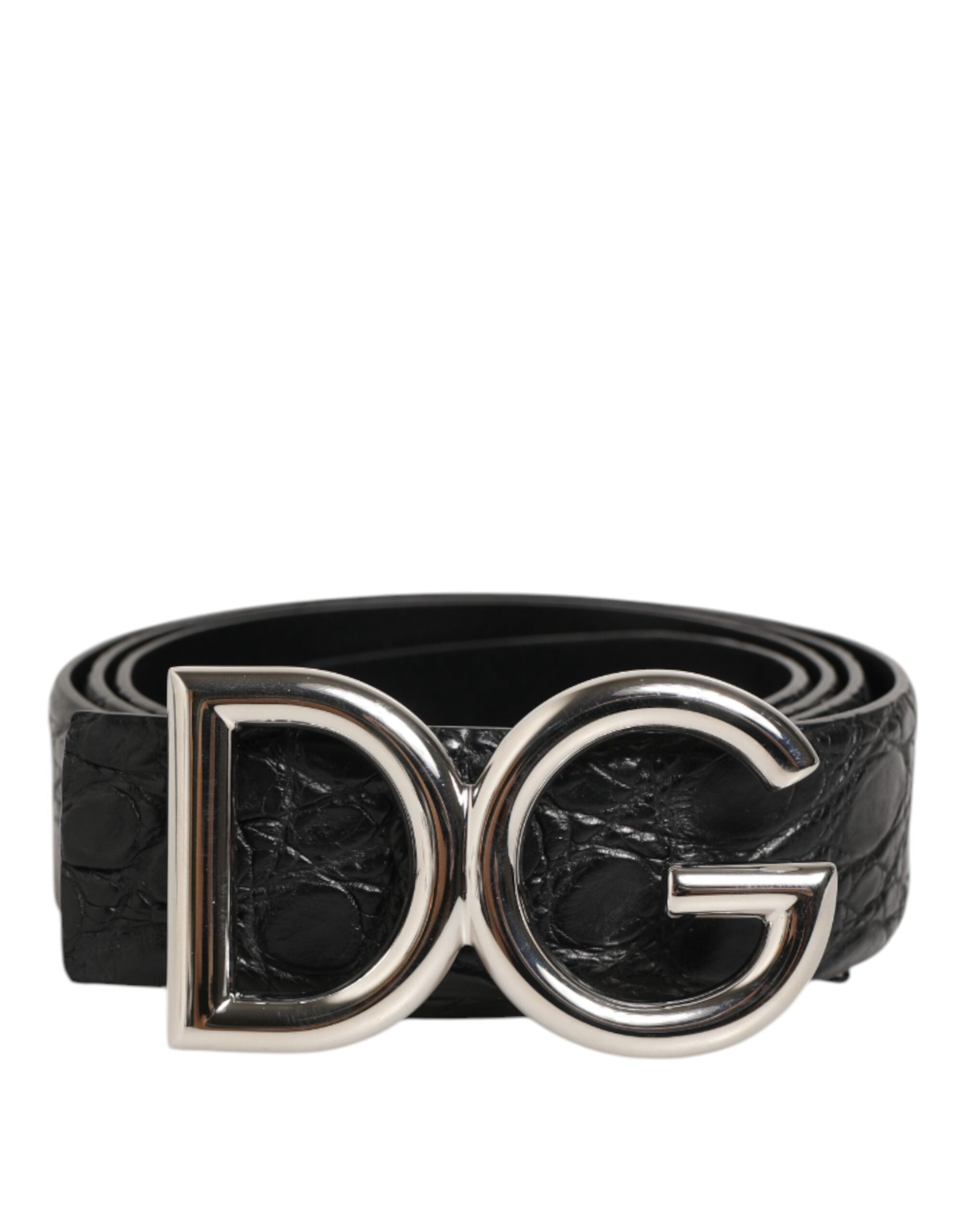 Dolce & Gabbana Black Caiman Leather Belt