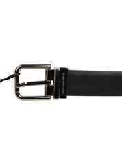 Black Leather Studded Silver-Tone Buckle Belt