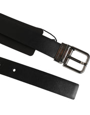 Black Leather Studded Silver-Tone Buckle Belt