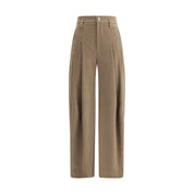 Brown Cotton Casual Pants