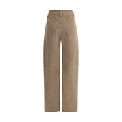 Brown Cotton Casual Pants