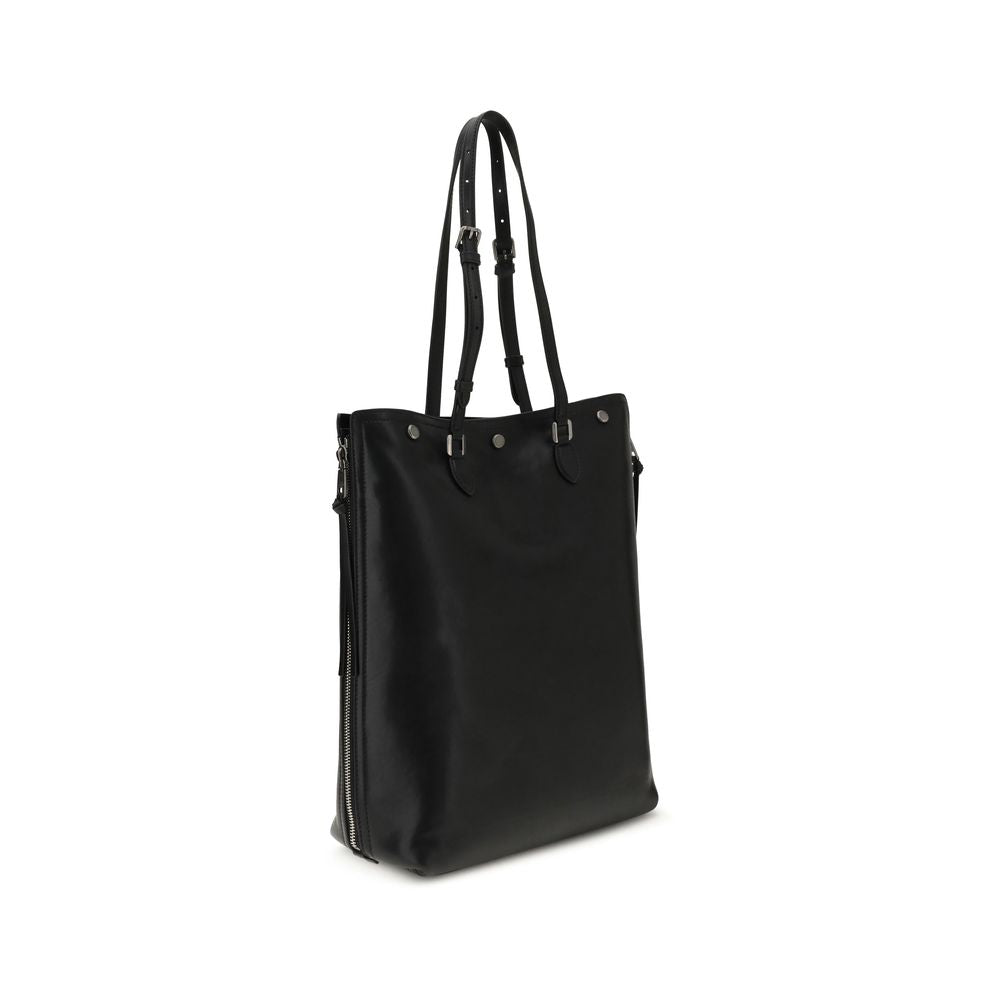 Black Calf Leather Shoulder Bag with Adjustable Straps - Dolce & Gabbana
