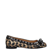 Ganni Brown Fabric Ballet Flats with Front Detail