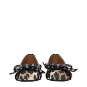 Ganni Brown Fabric Ballet Flats with Front Detail