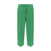 Green Linen Casual Pants