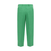 Green Linen Casual Pants