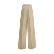 Beige Cotton Casual Pants