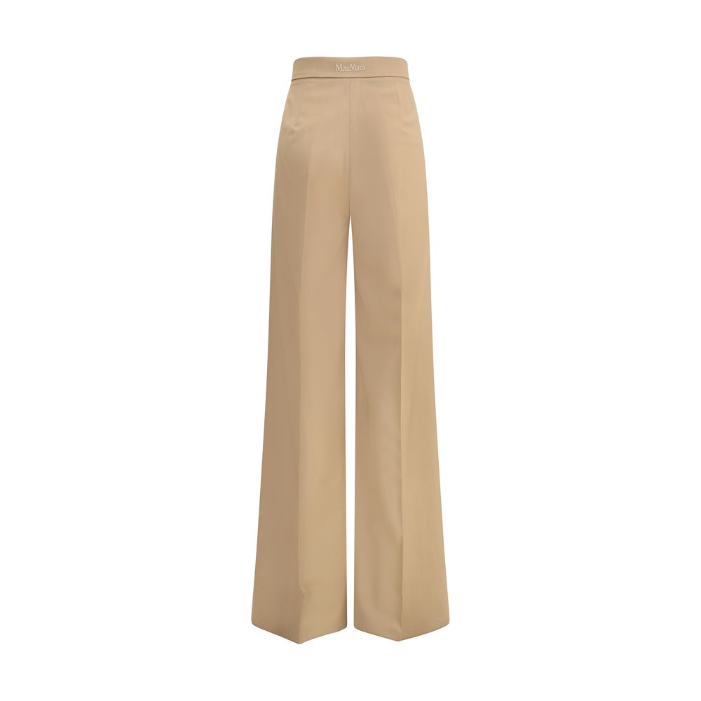 Beige Fleece Wool Casual Pants