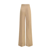 Beige Fleece Wool Casual Pants