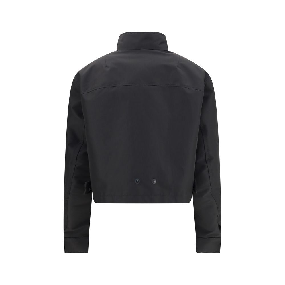 Black Polyester Full-Length Jacket