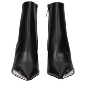 Off-White Black Leather Ankle Boots