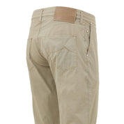 Beige Cotton Casual Pants
