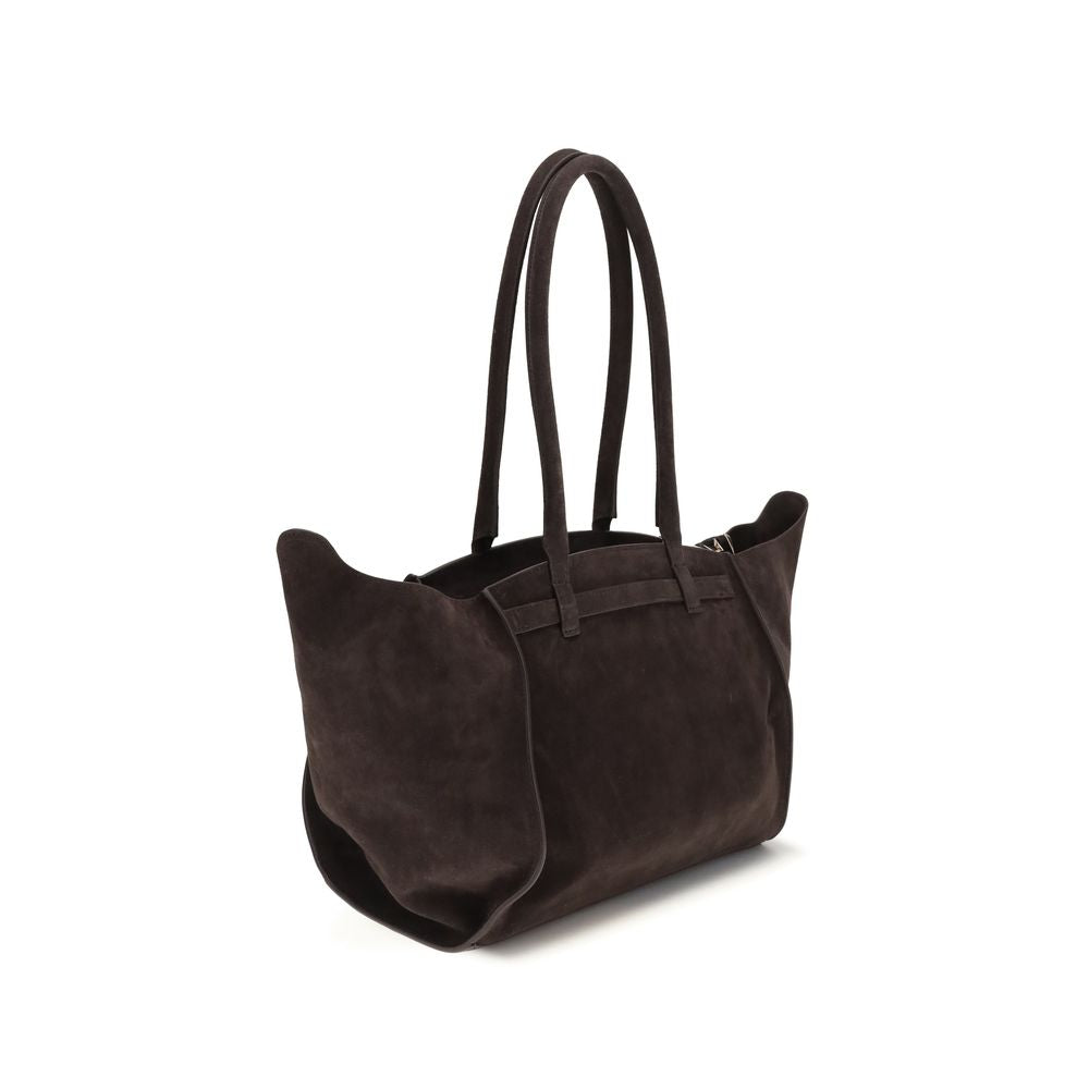 Brown Calf Leather Shoulder Bag with Metal Hardware