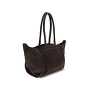 Brown Calf Leather Shoulder Bag with Metal Hardware