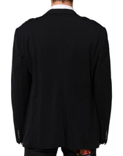 Black Viscose 2 Buttons Suit Jacket Blazer
