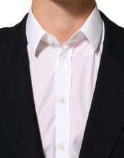 Black Viscose 2 Buttons Suit Jacket Blazer