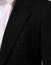 Black Viscose 2 Buttons Suit Jacket Blazer