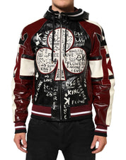 Multicolor Hooded Leather DG King Men Biker Jacket
