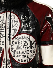 Multicolor Hooded Leather DG King Men Biker Jacket