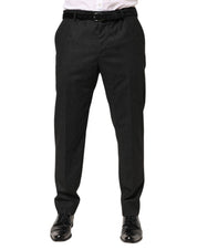 Black Cotton Mid Waist Dress Trouser Pants