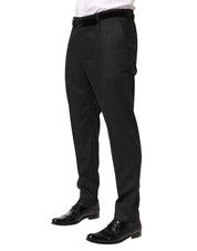Black Cotton Mid Waist Dress Trouser Pants