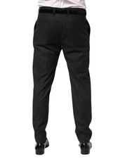 Black Cotton Mid Waist Dress Trouser Pants