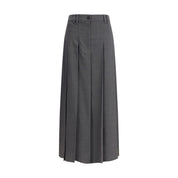 Gray Polyester Long Skirt