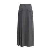 Gray Polyester Long Skirt