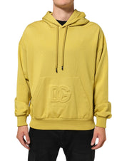 Yellow Logo Cotton Hooded Sweatshirt Sweater