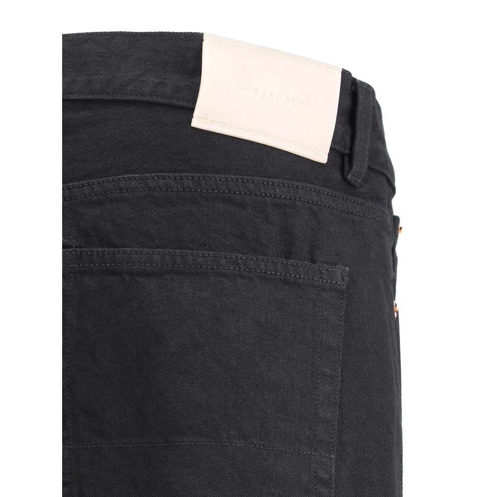 Svarta raka bomullsjeans med gummilogotyp