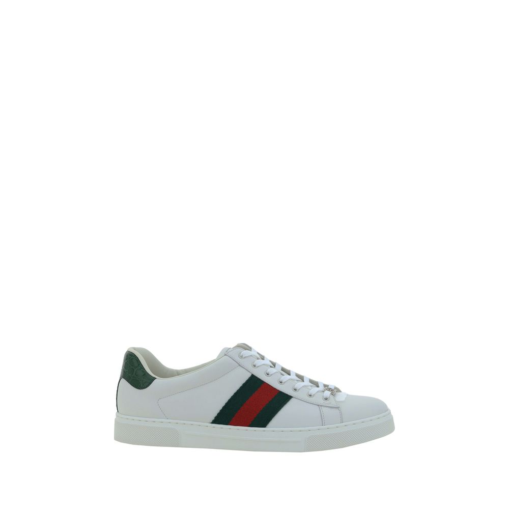 Gucci White Calf Leather Low Top Sneakers