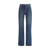 Blue Cotton Straight-Leg Jeans