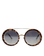 DG2198 Brown Leopard Print Gradient Round Sunglasses