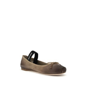 Brown Calf Leather Bow Ballet Flats
