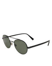 Matte Black Steel Frame Gray Lens Sunglasses