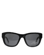 Dolce & Gabbana Black Leather Tinted Lens Sunglasses